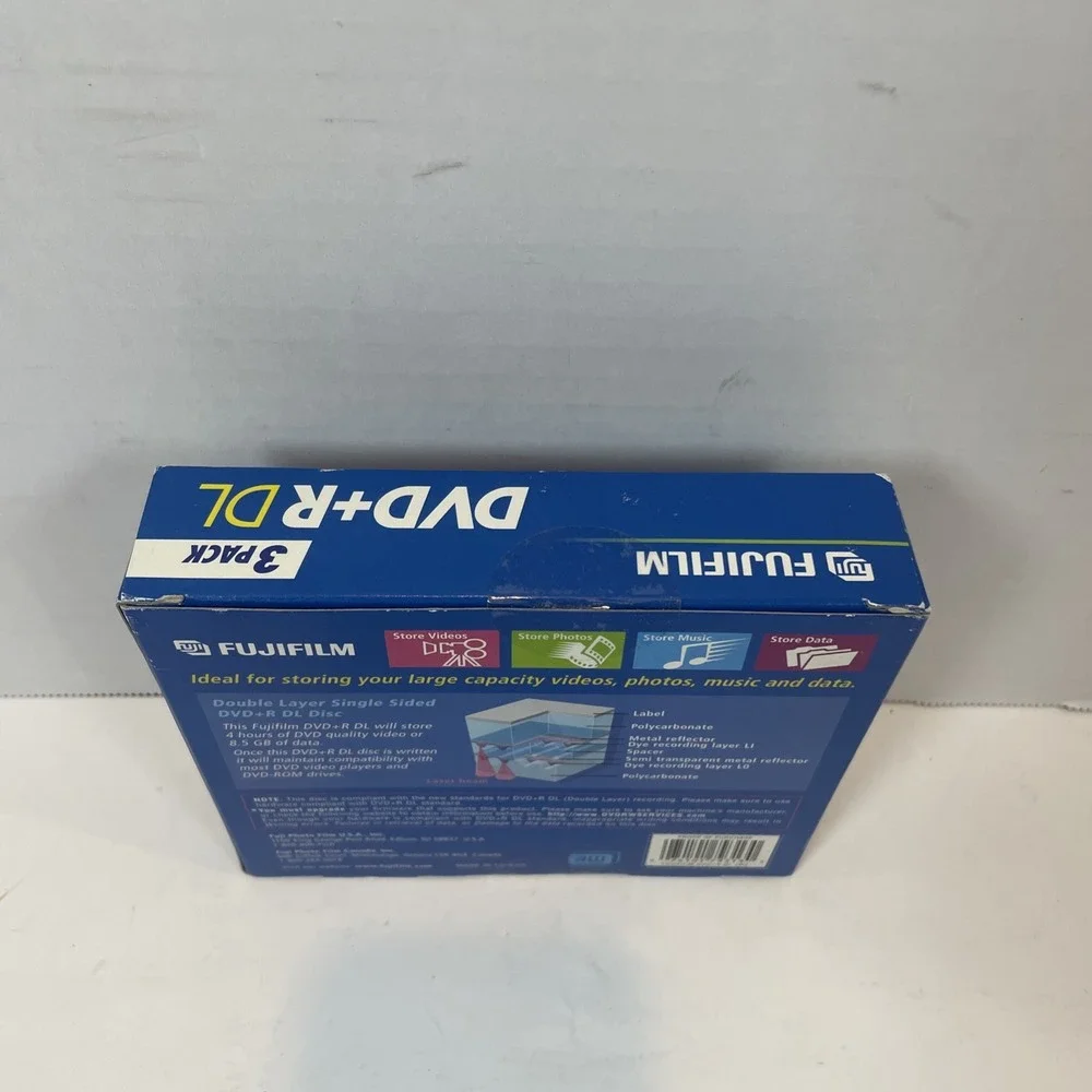 Fujifilm DVD+R DL 3 Pack Blue Double Layer 8.5GB 240Min 2.4x Blank Media Discs